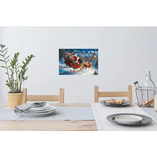 Kerstman - Rendier - Kerst - Sneeuw Muursticker klein -eettafel
