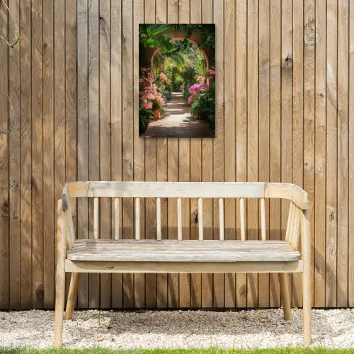 Doorkijk - Tropisch - Bloemen - Natuur Tuinposter op houten frame 2 cm dik klein -sfeer4