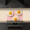 Eieren - Bloem - Roze keuken achterwand spatscherm klein -sfeer1