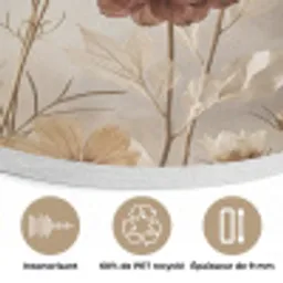 Wilde bloemen - Botanisch - Vintage - Natuur - Rustiek Akoestische PET Vilt - Rond klein -closeup_FR