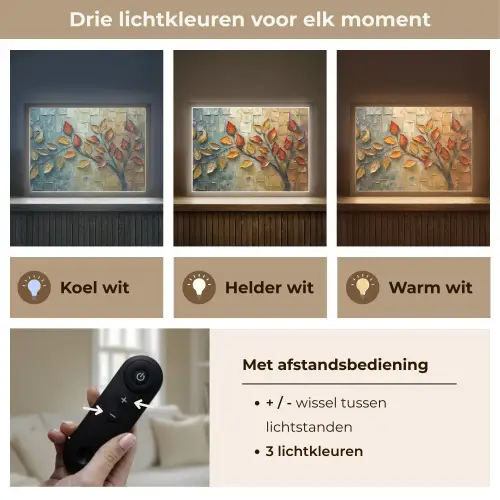 Boom - Abstract - Natuur - Kunst Light Box met batterij (Wandlamp) middel -USP_lichtkleurNL