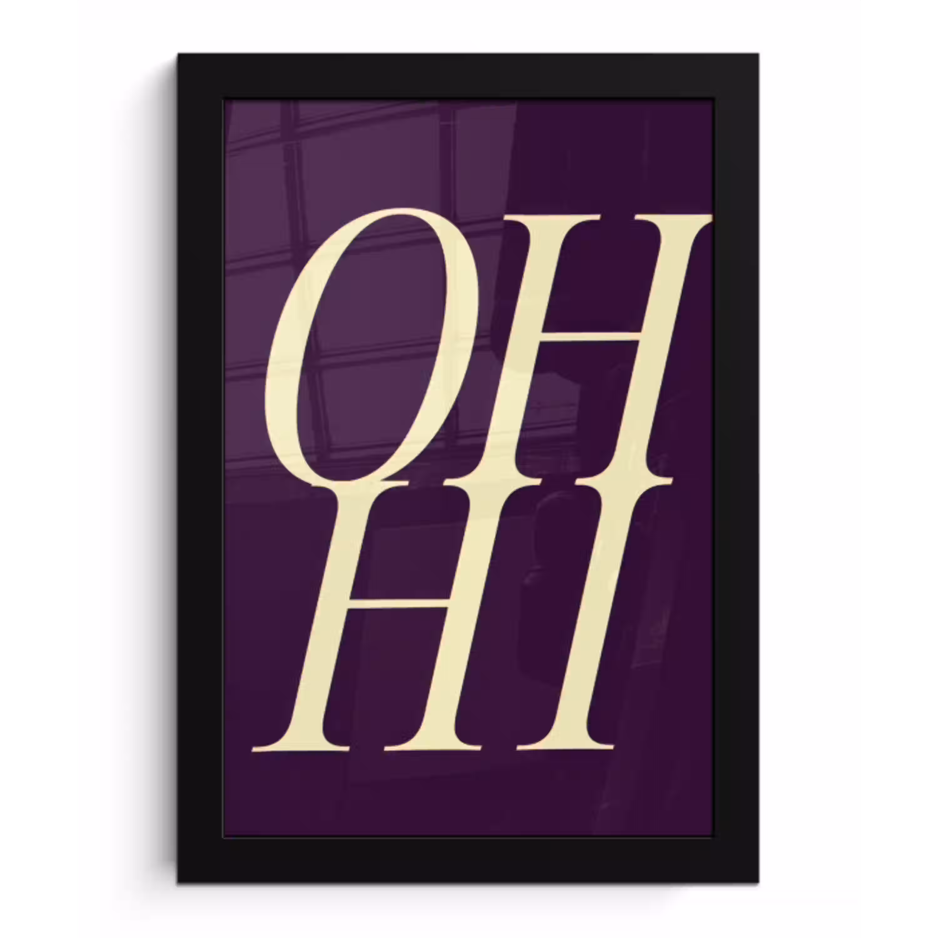 Oh hi - Paars - Minimalistisch fotolijst zwart zonder passe partout klein -3d