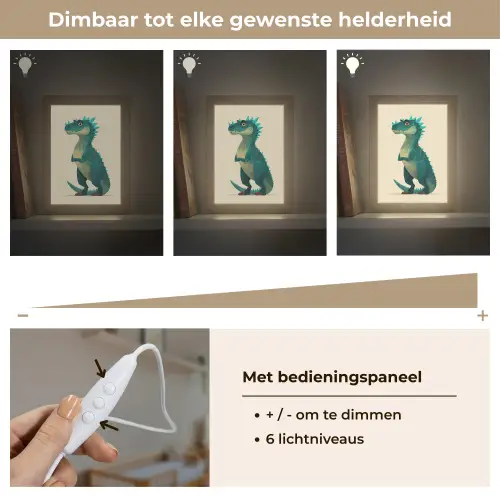 Dinosaurus - Turquoise - Stekels Light Box met kabel klein -USP_dimbaarNL