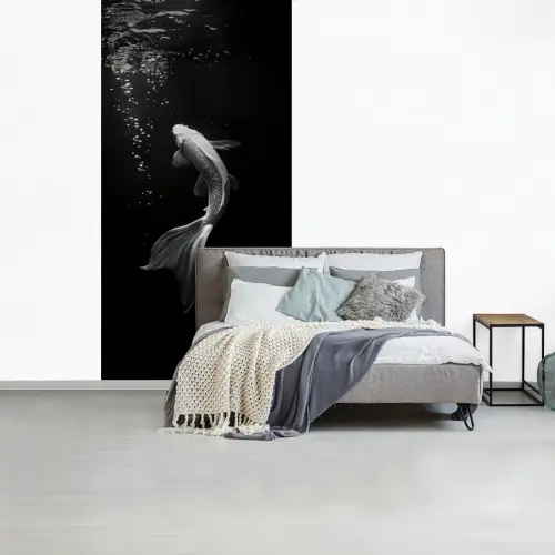 Koi - Vis - Wit - Zwart fotobehang vinyl groot -slaapkamer