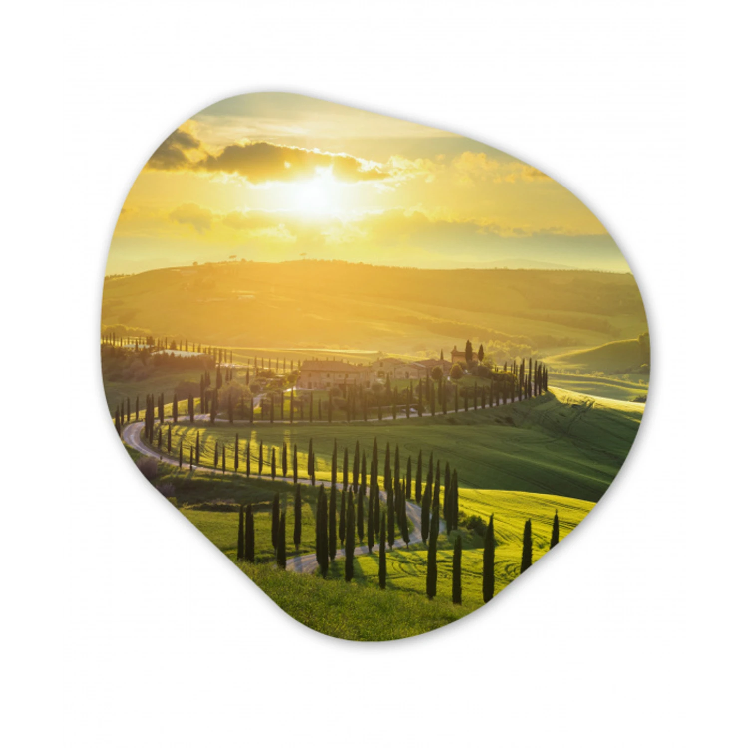 Toscane - Zon - Italië Wandcirkel Organisch Forex 3mm klein -3d