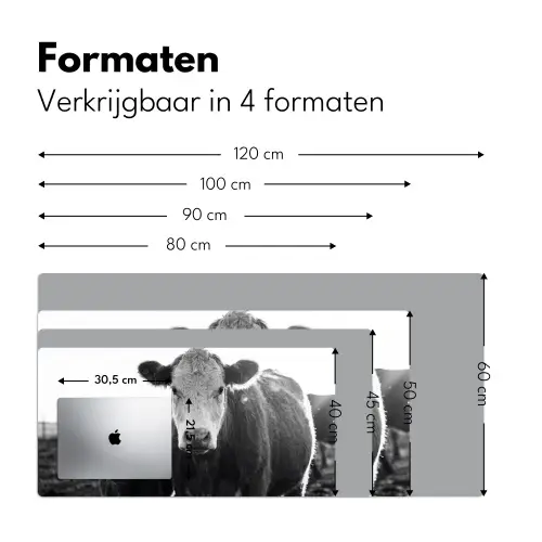 Koeien - Zwart - Wit Muismat XXL klein -sfeer5