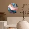 Marmer - Roze - Blauw Wandcirkel kunststof plaat 5mm dik klein -sfeer1