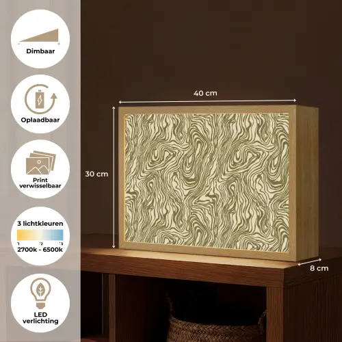 Abstract - Marmer - Groen Light Box met batterij (Wandlamp) middel 907 -USP_websiteoverzichtNL
