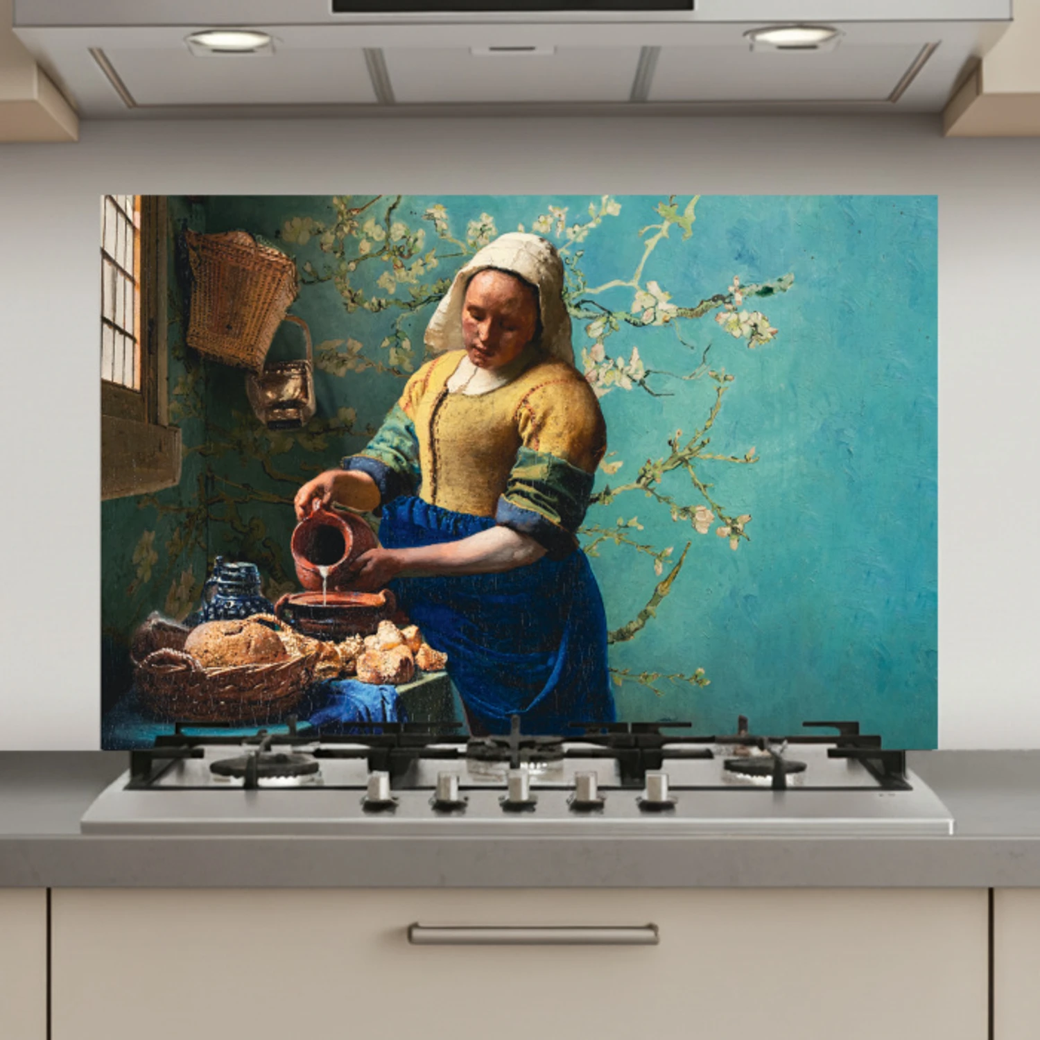 Melkmeisje - Amandelbloesem - Van Gogh - Vermeer - Schilderij - Oude meesters keuken achterwand spatscherm klein -3d_website