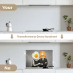 Ontbijt - Koppel - Ei - Brood keuken achterwand spatscherm klein -voor_na_NL