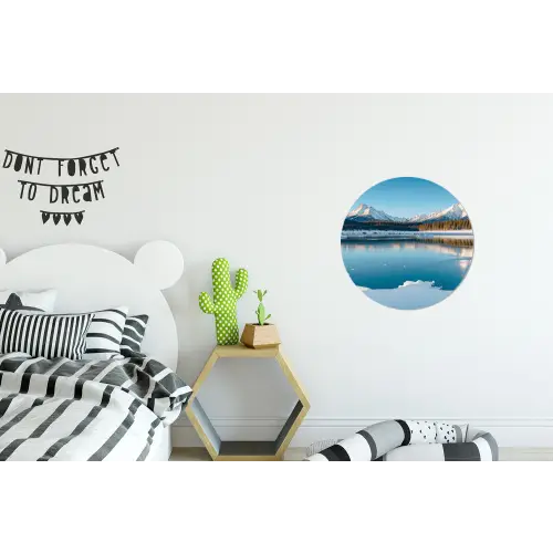 Landschap - Winter - Meer - Bergen - Uitzicht - IJs Wandcirkel aluminium klein -kinderkamer