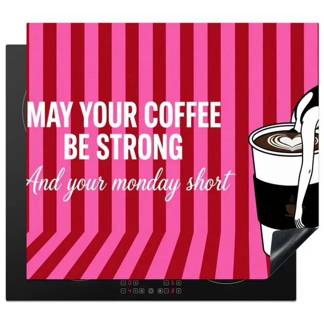 Inductiebeschermer - Roze - Strepen - Koffie - Maandag