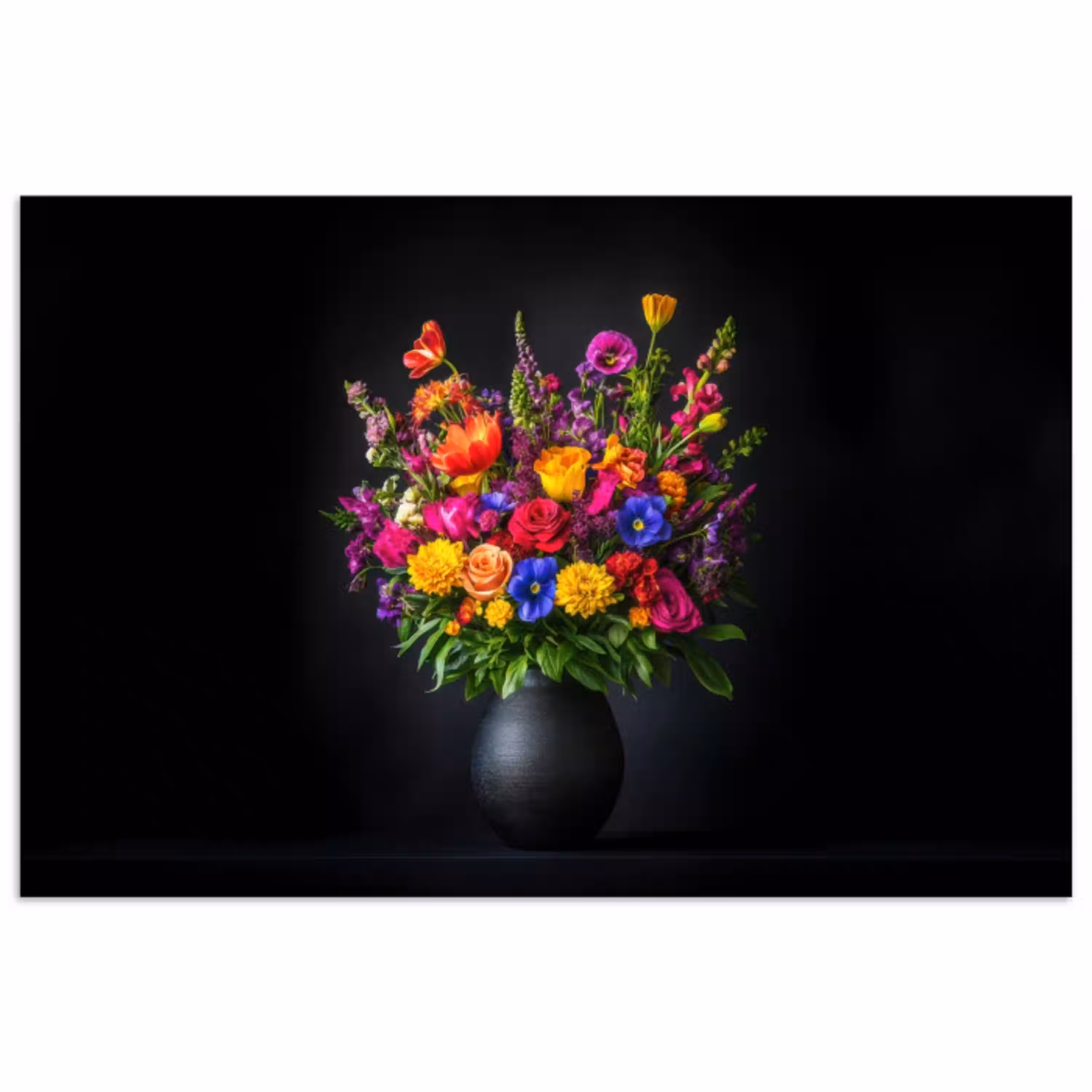 Felgekleurd - Bloemen - Vaas poster papier klein -3d