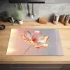 Glazen - Bloem - Roze Inductie beschermer vinyl 3mm klein -sfeer5