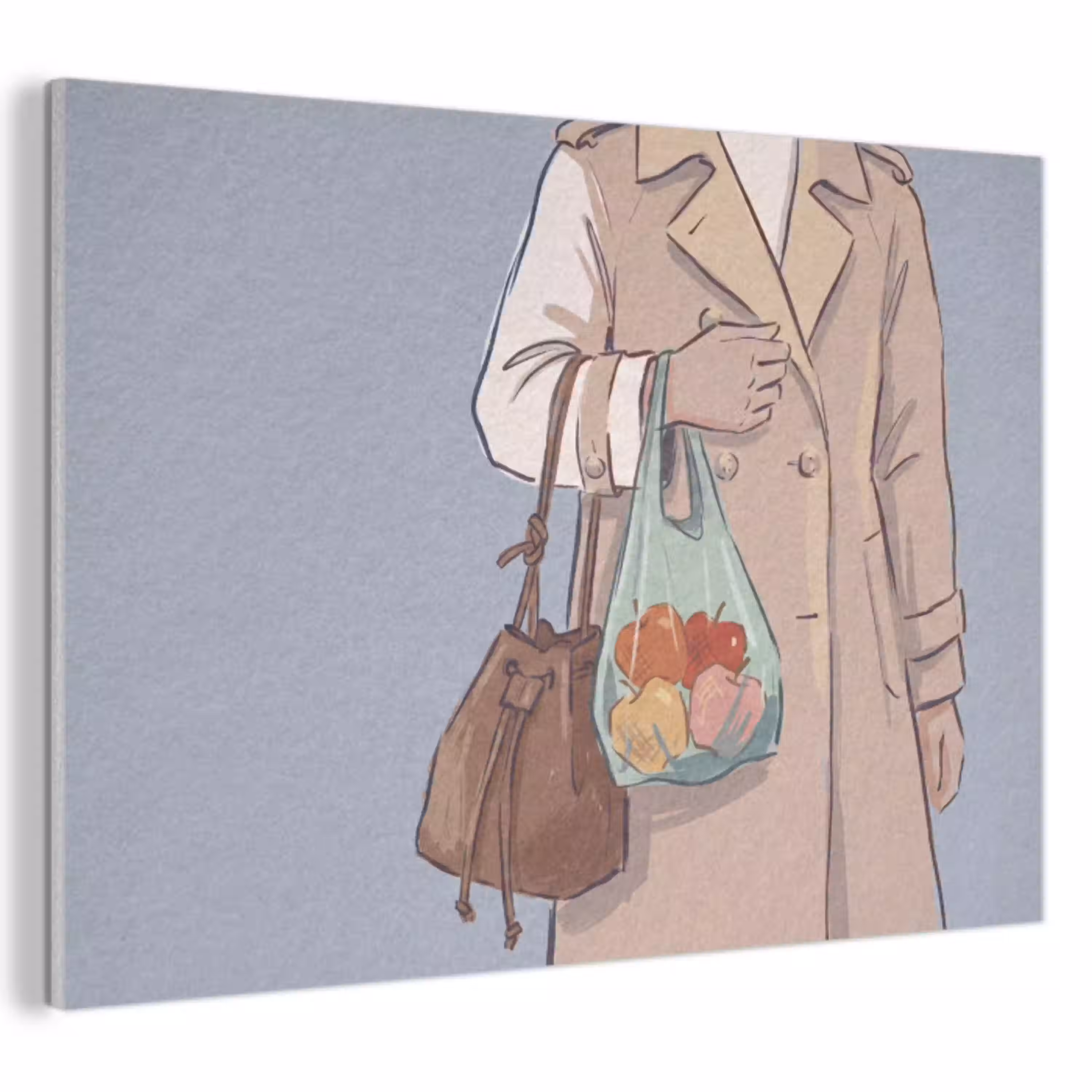 Mensen - Boodschappen - Stadsleven - Modern - Kleurrijk PET vilt klein -3d
