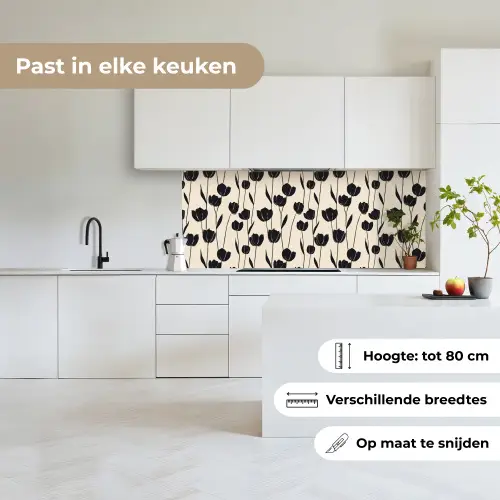 Tulpen - Patroon - Zwart keuken achterwand 2 middel 871 -sfeer4_NL