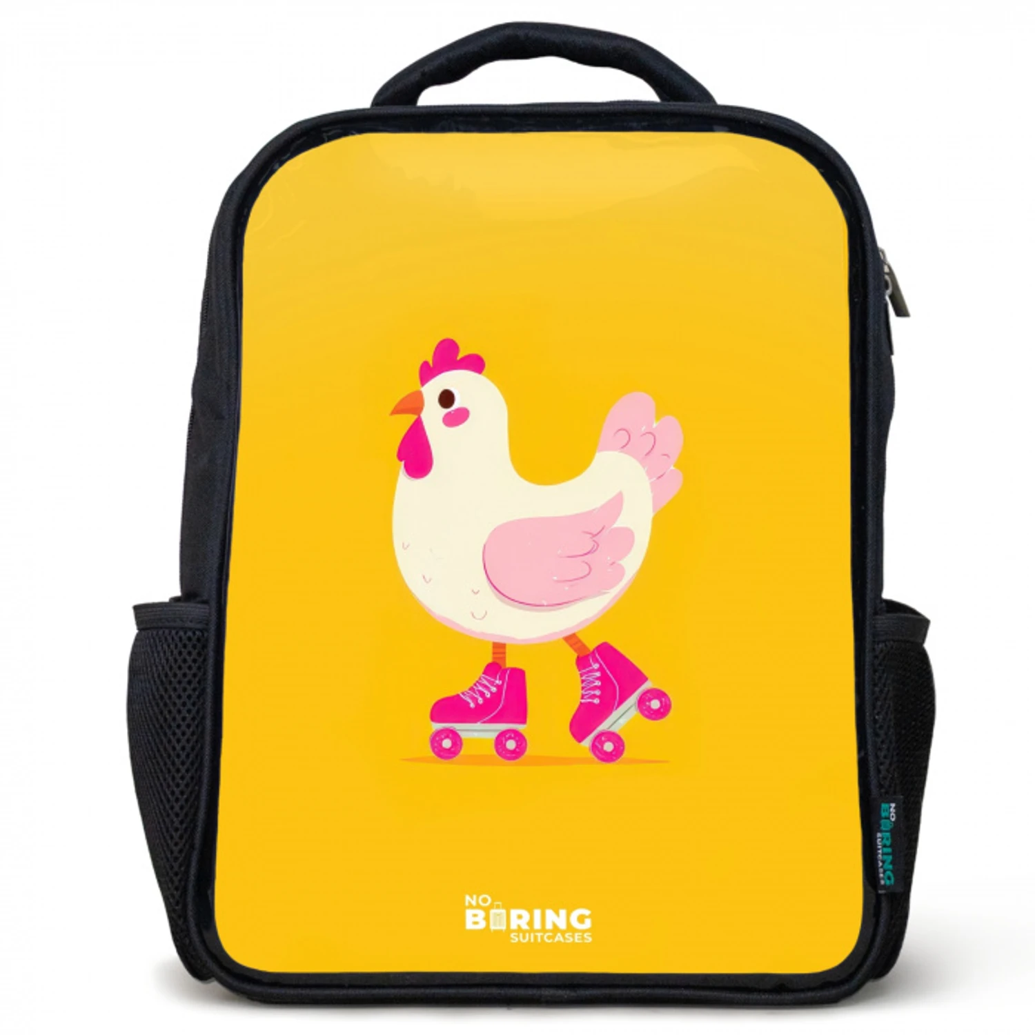 Kip - Rolschaatsen - Geel Rugzak - Zwart middel -3d