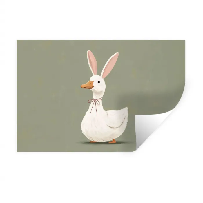 Eend - Konijnoren - Grijs Muursticker klein -3d