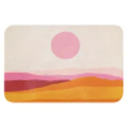 Heuvels - Oranje - Zon - Abstract Badmat klein -3d
