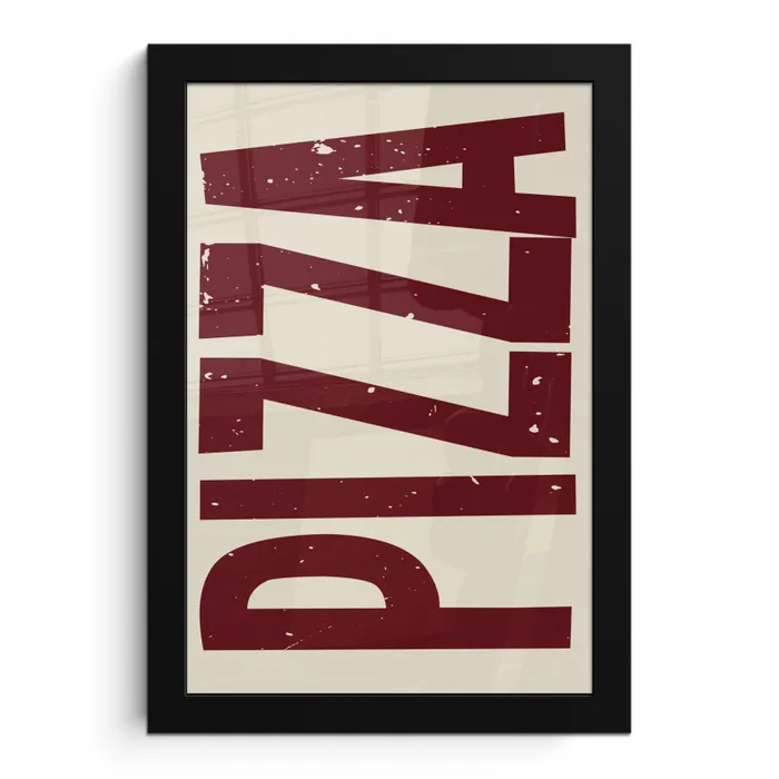 Pizza - Vintage - Decoratie - Japandi fotolijst zwart zonder passe partout klein -3d