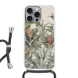 Tropisch - Planten - Modern - Groen Hoesje iPhone 16 Pro Max met koord klein -3d