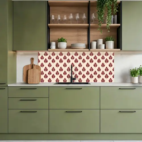 Botanisch - Patroon - Bordeaux keuken achterwand 2 middel 871 -sfeer3
