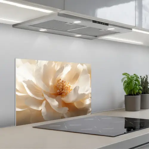 Close up - Pioenroos - Wit keuken achterwand spatscherm klein -3d_schuin