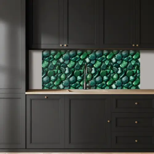 Groen - Glanzende - Kiezels keuken achterwand 2 middel 871 -sfeer1