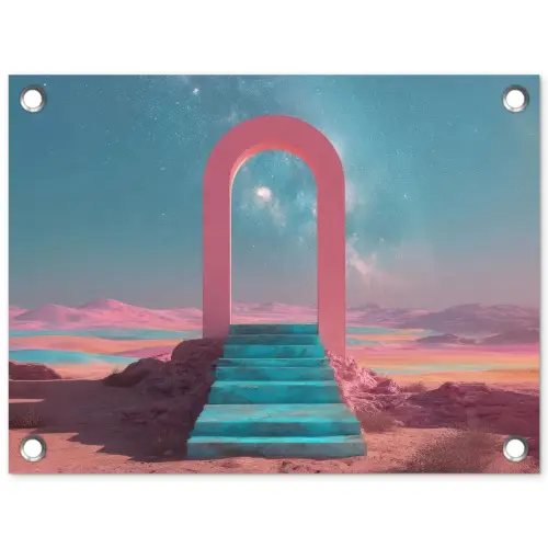 Trap - Boog - Sterrenhemel tuinposter los doek klein -3d
