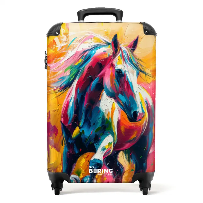 Olieverf kunstwerk van een galopperend paard NBS - Handbagage koffer - Unisex middel -productfoto_recht