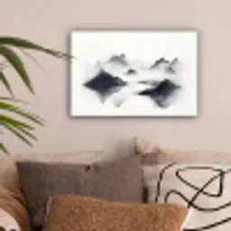 Bergen - Mistig - Water - Wit canvas 2cm klein -sfeer1