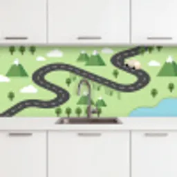Auto - Bergweg - Natuur - Illustratie keuken achterwand 2 middel -3d