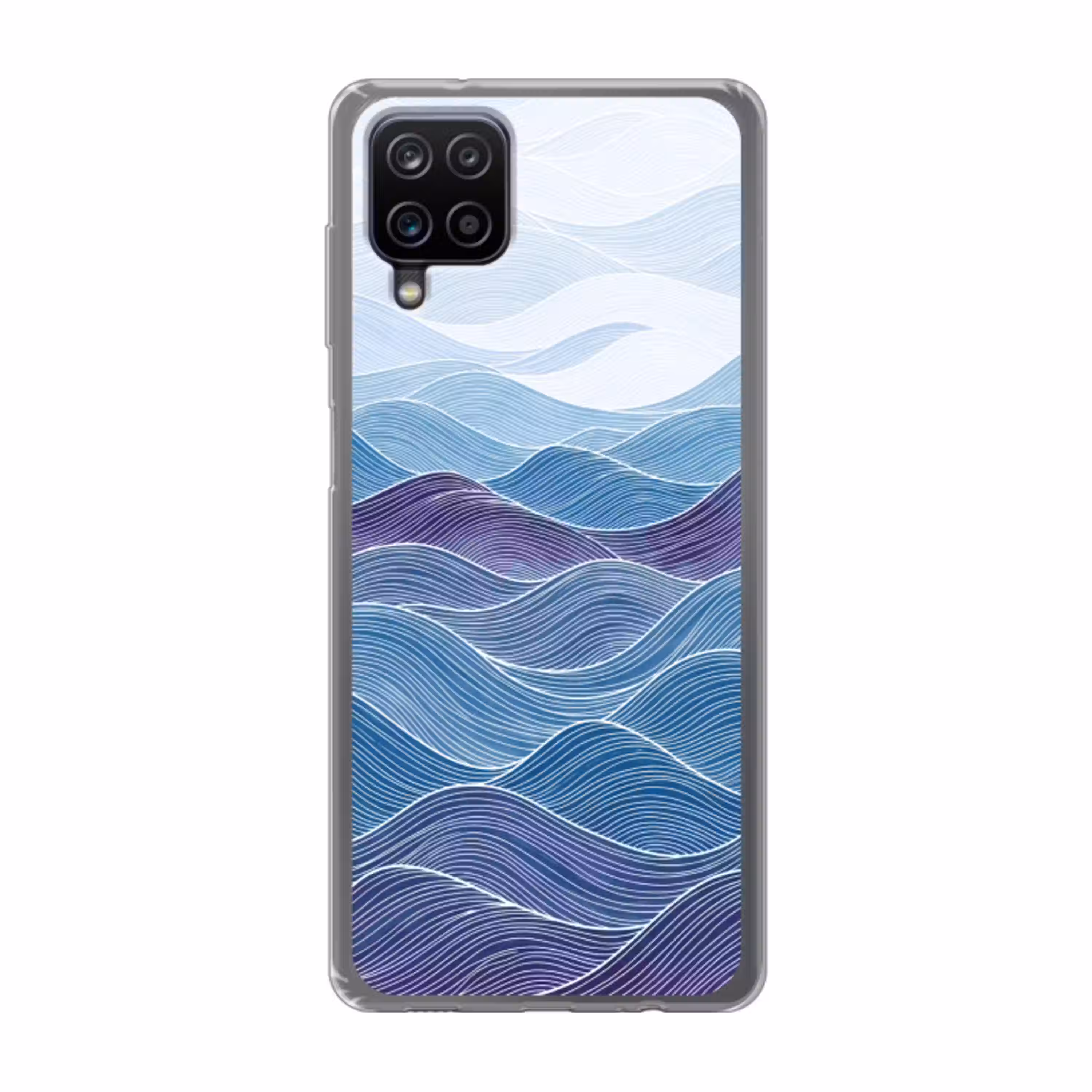 Abstract - Golven - Patroon - Blauw - Modern Telefoonhoesje Samsung Galaxy A12 klein -3d