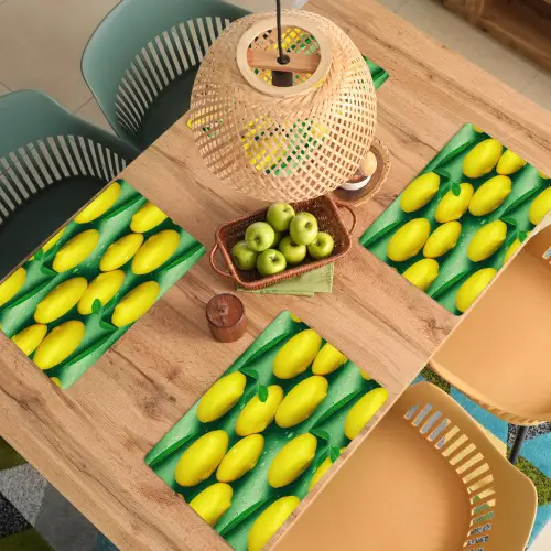 Citroenen - Geel - Groen - Druppels Placemat vinyl groot 368 -zzsfeer5_Kitchenyeah-website
