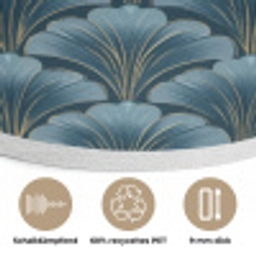 Patroon - Ginkgoblad - Blauw Akoestische PET Vilt - Rond klein 838 -closeup_DE