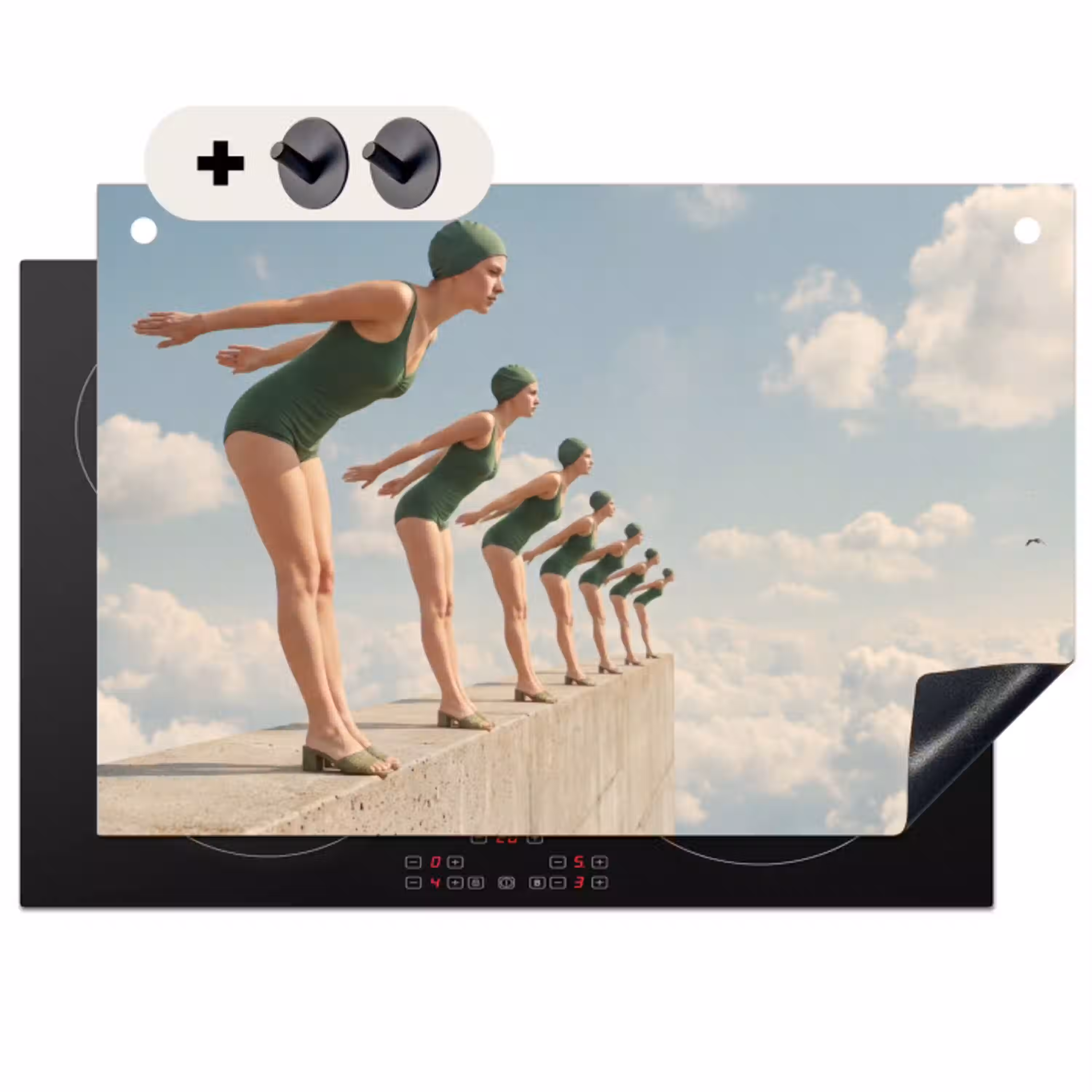 Vrouwen - Duikhouding - Wolken Inductie beschemer met haakjes klein -3d