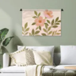 Grafisch - Bloemen - Roze Wandkleed katoen klein -sfeer7