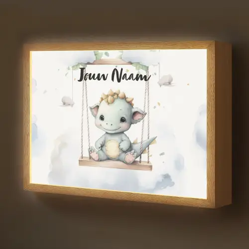Draak - Baby dier - Kinderen Light Box met batterij (Wandlamp kind) middel -z3d_website