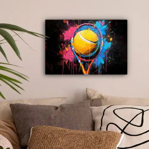 Graffiti - Tennis - Sport - Racket canvas 2cm klein -sfeer1