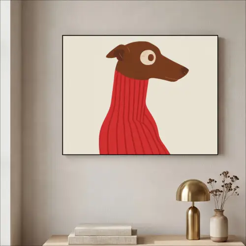 Silhouet - Hond - Trui - Rood Textielframe zwart klein -sfeer2