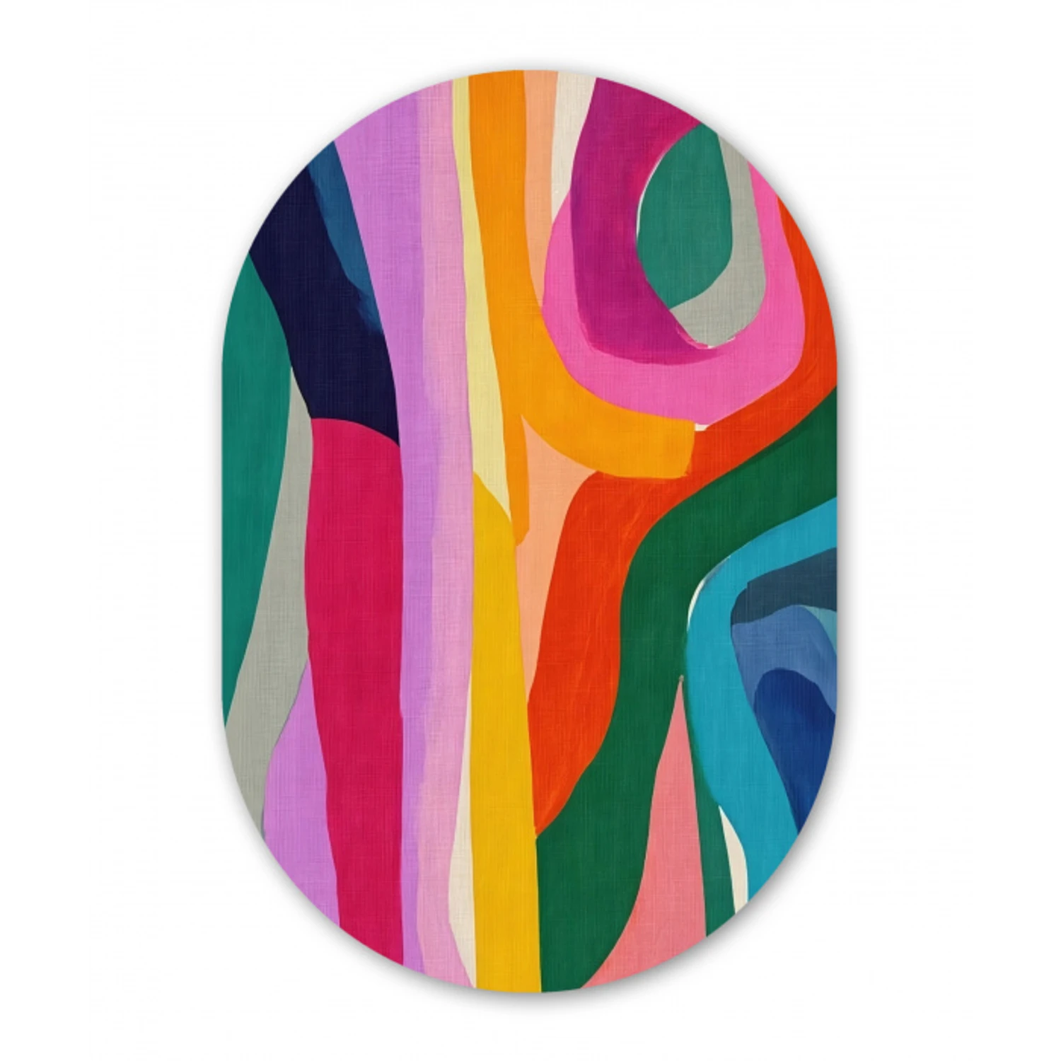 Abstract - Kleurrijk - Golven - Lijnen Wandcirkel Ovaal Glas middel -3d