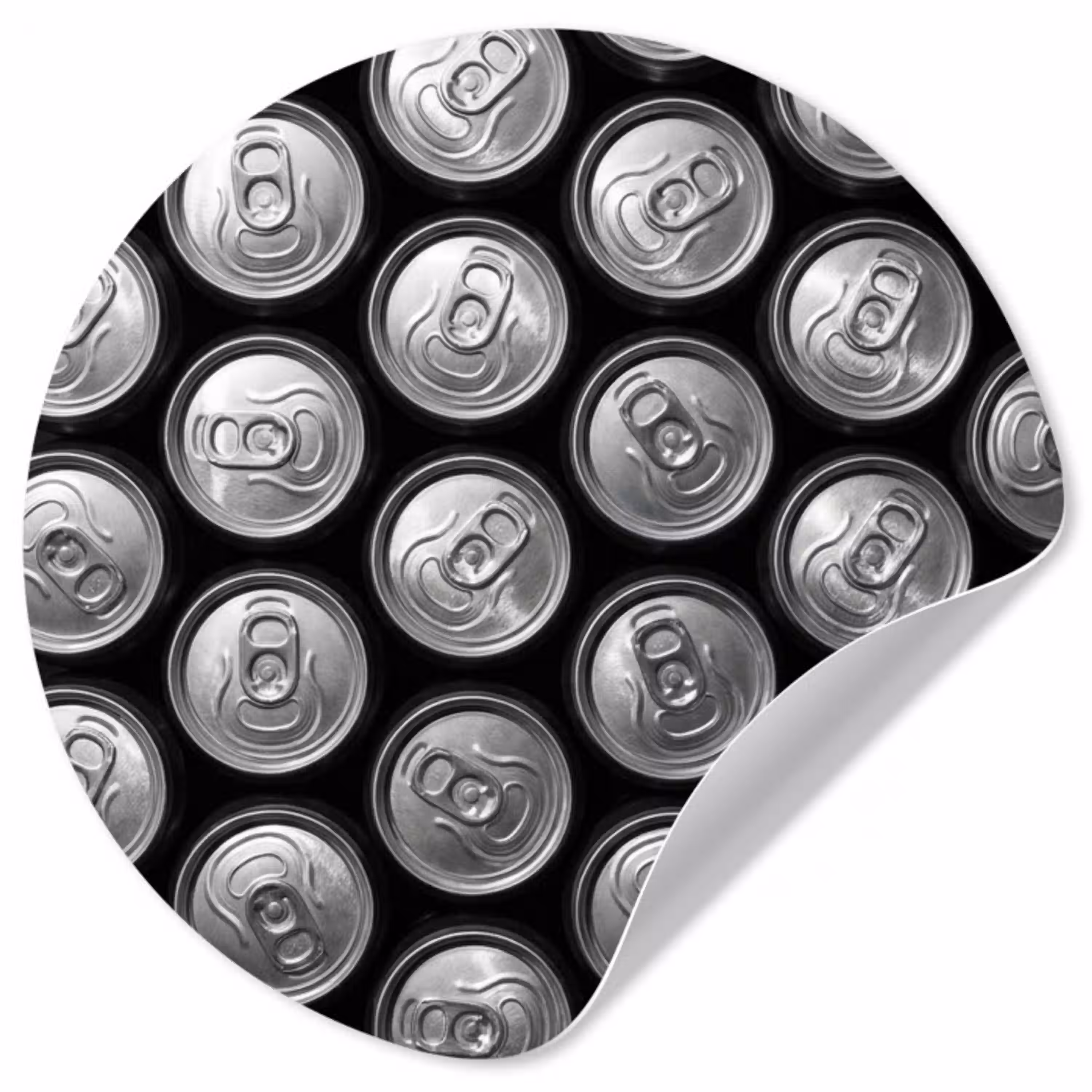 Blikjes - Aluminium - Patroon - Industrieel - Zilver Wandcirkel behangsticker klein -3d