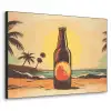 Bierfles - Zonsondergang - Palmbomen - Zee Textielframe - compleet frame klein -3d