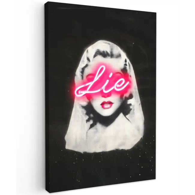 Neon - Letters - Vintage - Vrouw Tuinposter op houten frame 2 cm dik klein -3d