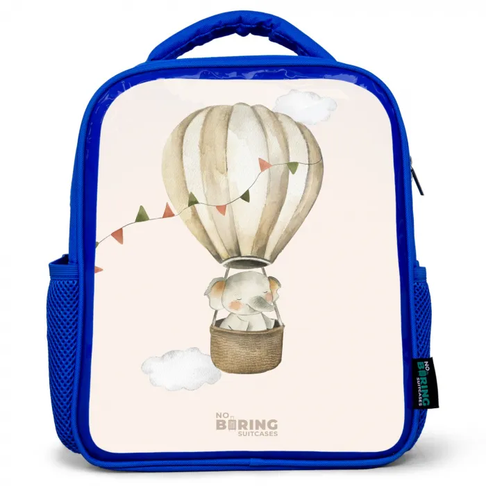 Olifant in een luchtballon Kinderrugzak - Blauw middel -3d