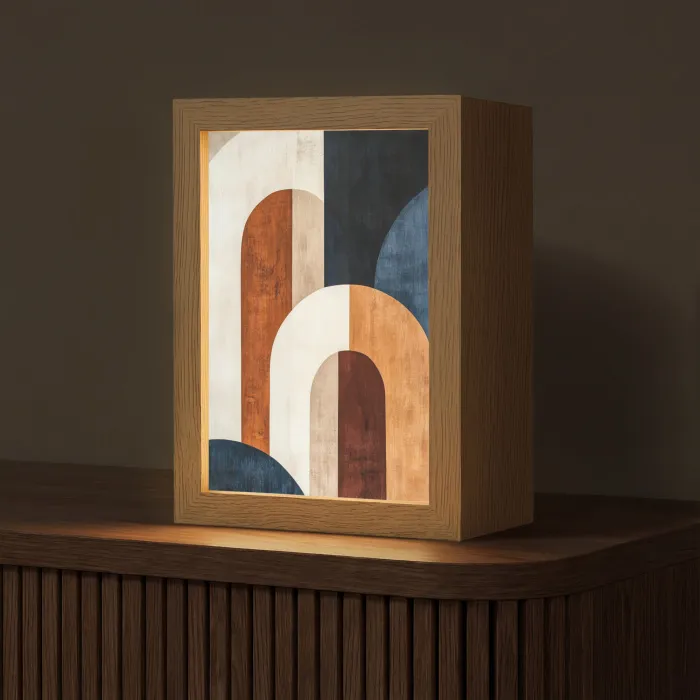 Abstract - Vormen - Donkerblauw Light Box met kabel (Tafellamp) klein -z3d_website