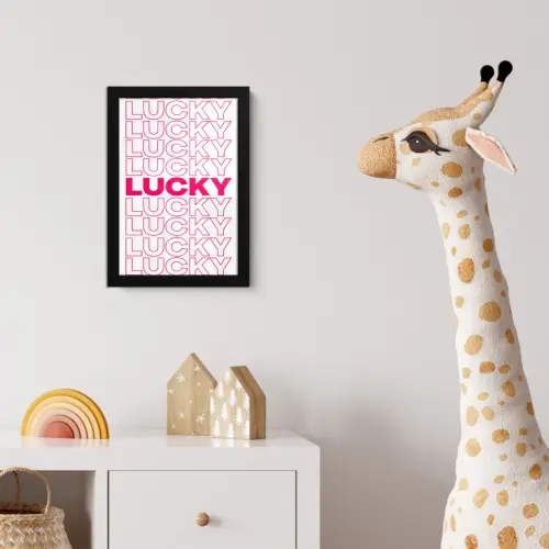 Lucky - Roze - Patroon fotolijst zwart zonder passe partout klein -usfeer4_kinderkamer