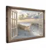 Doorkijk - Strand - Duinen - Zee - Natuur Tuinposter op houten frame 2 cm dik klein -3d