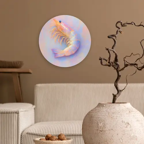 Garnaal - Subtiele structuur - Blauw - Roze Wandcirkel plexiglas klein -sfeer1