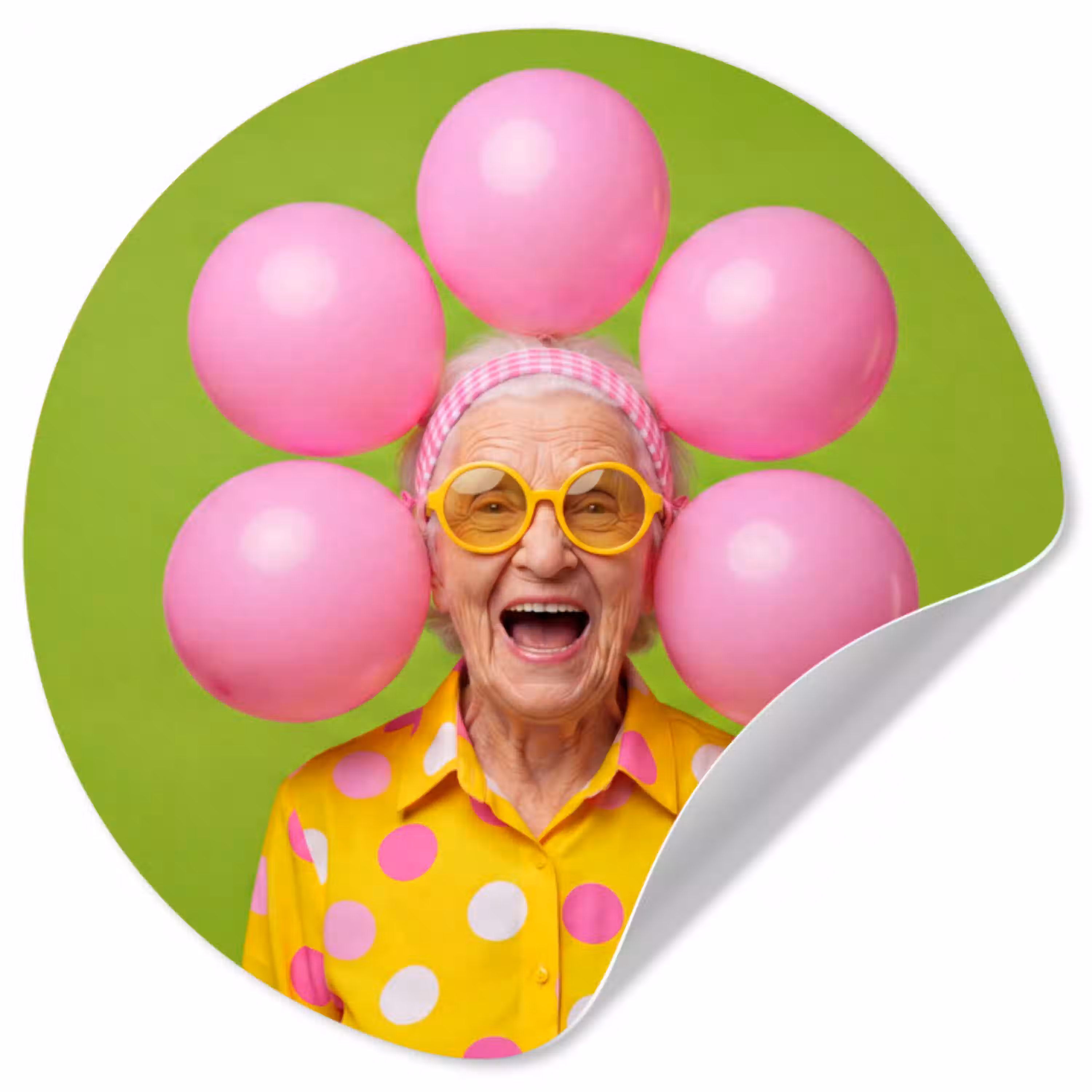 Mens - Ballonnen - Feest - Kleurrijk - Roze Wandcirkel behangsticker klein -3d